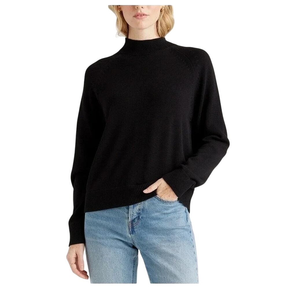 Quince Black Minimalist Organic Cotton Sweater XL